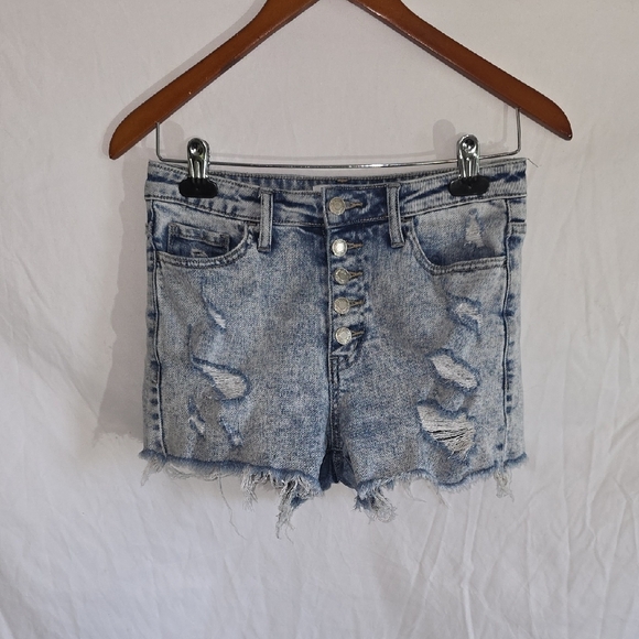Vervet S Distressed Denim Women Shorts Small Button Fly Acid Wash Jean High Rise - Picture 1 of 8